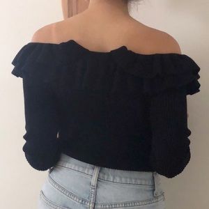 Stelen Black Ruffle Off the Shoulder Top